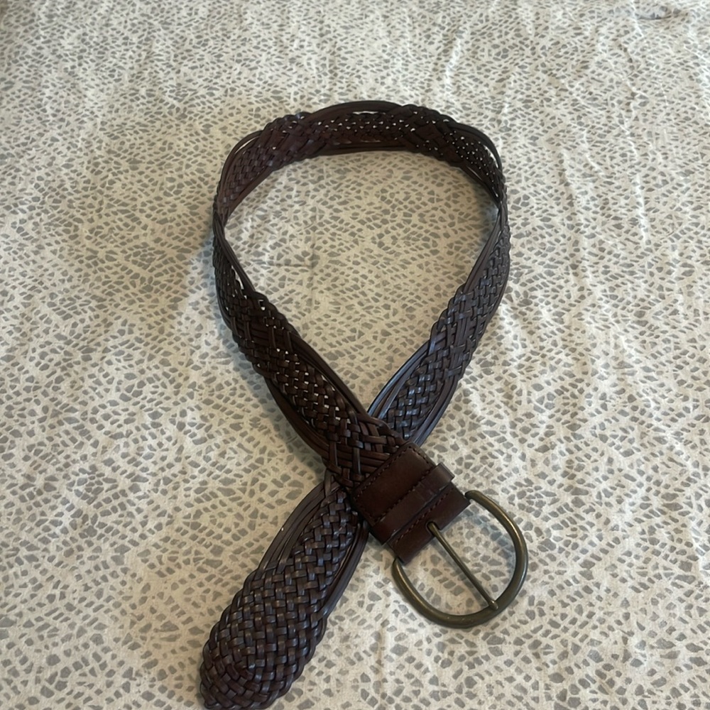 Braided bonded leather size large belt in dark brown